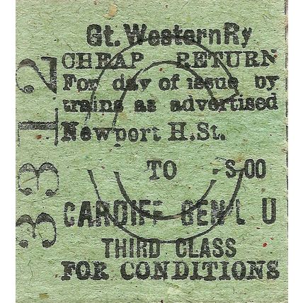 G.W.R. Edmondson Ticket - Newport High Street to Cardiff General