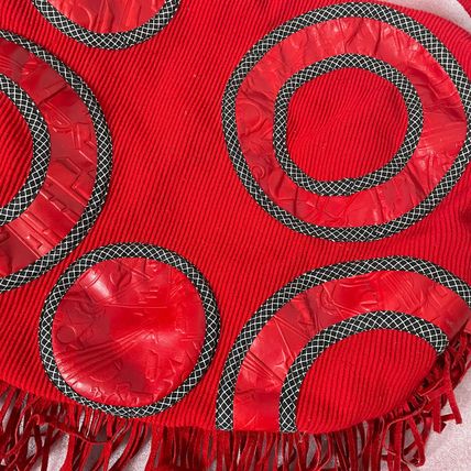 1980s Large Red Overnight Baby Bag Leather Fringed bAG MAKE OFFER!