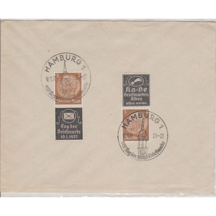 Mi: 513 used Hamburg 10.1.1937 Privat print Philatelic cover