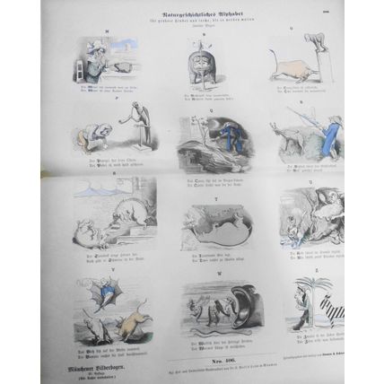 1890 Naturgeschichtliches Alphabet - Münchener Bilderbogen N. 406; Wilhelm Busch