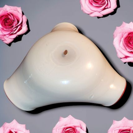 Wales Japan Red White Cased Glass Ashtray Dish Bowl MCM Vintage