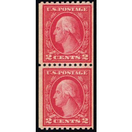 487, Mint VF NH 2¢ Coil Pair - SCV $75.00 - Stuart Katz