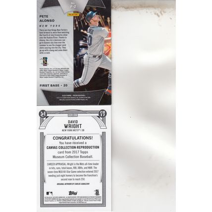 PETE ALONSO & DAVID WRIGHT AUTOGRAPHED 2020/17 NEW YORK METS ALL-STAR PLAYERS