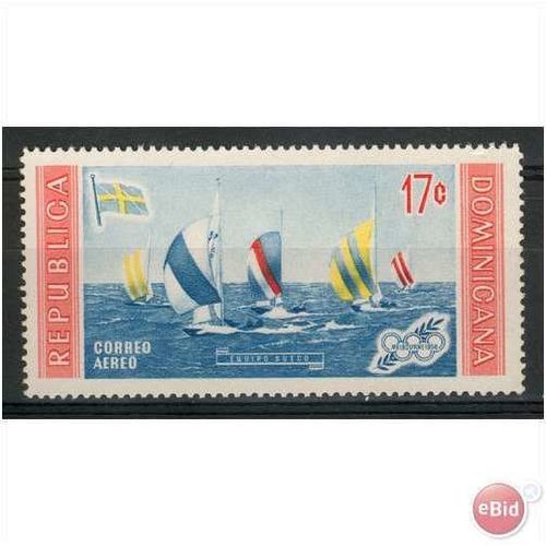 Dominican Republic stamps 1957 - SG 756 - Olympic winners -17c Sweden yachts MNH