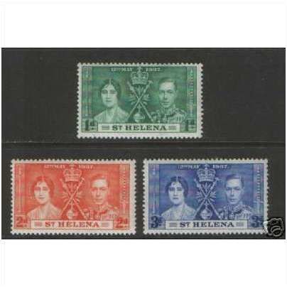 St Helena KGVI 1937 Coronation Mounted Mint MM SG 128-130 Sc 115-117 CD 302