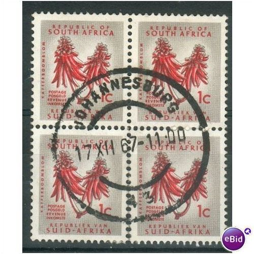 South Africa 1961 - SG 199 - Kafferboom flower 1c x 4 block - used