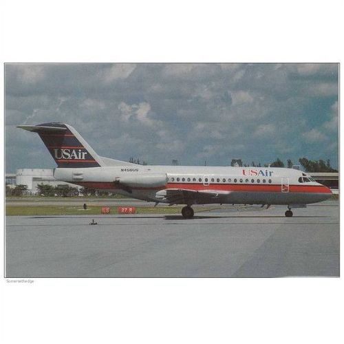 US Air Fokker 28 100 Aircraft Postcard (A15227)