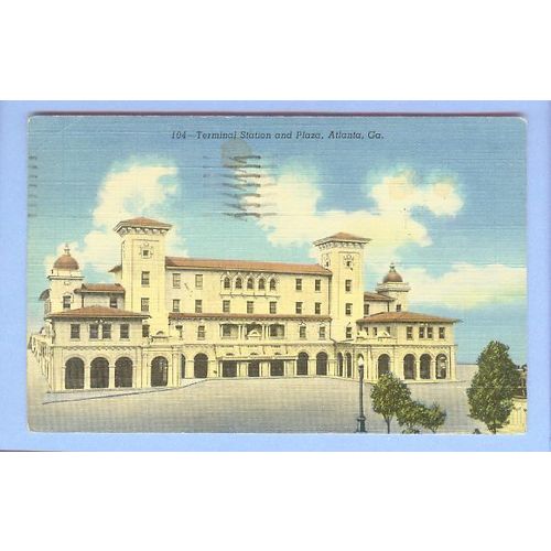 GA Atlanta Terminal Station & Plaza View Large Stone Spanish Style Buildin~17