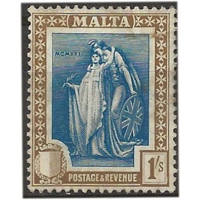 Malta 1922 SG134 1/- Indigo & Sepia Mounted Mint . .. .