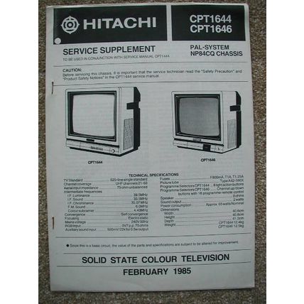 Service manual Supplement Hitachi CPT1644 CPT1646