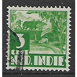 NETHERLANDS INDIES 1933 3c GREEN RICE CULTIVATION SG 338 FINE USED#