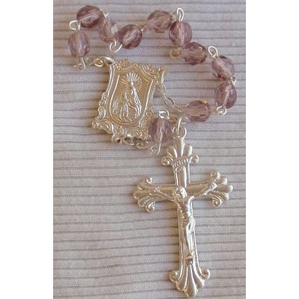 Purple glass beads mini Rosary