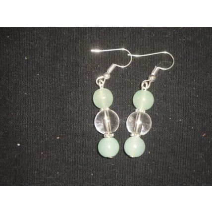 Pale mint green on large clear glass drop earrings