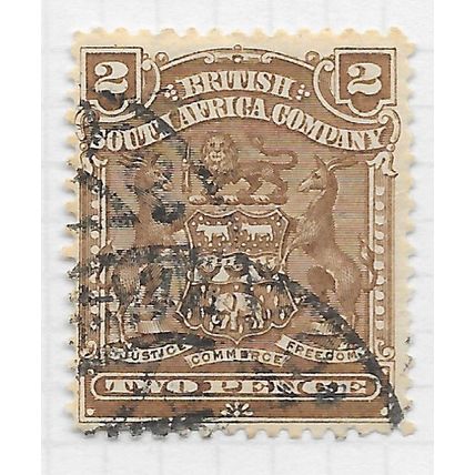 BSAC 1898 SOUTH AFRICA COMPANY ARMS 2d BROWN SG79 USED ..