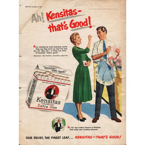 1955 KENSITAS CIGARETTES Authentic Full Page VINTAGE MAGAZINE AD