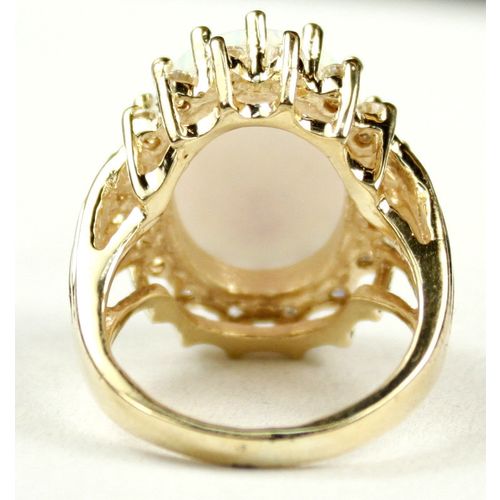 Created White Opal, 16 CZ accents, 10K Gold Ring, R270