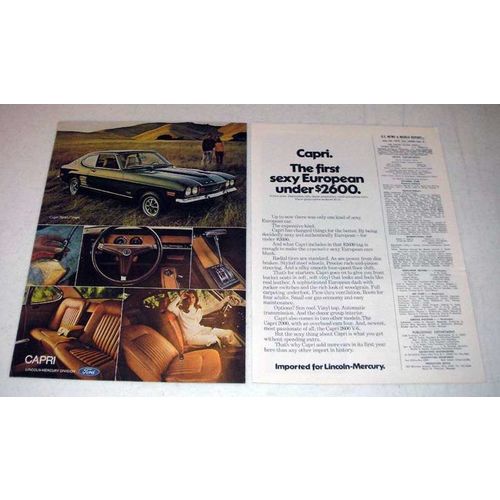 1972 Mercury Capri Sport Coupe Car Ad - Sexy European