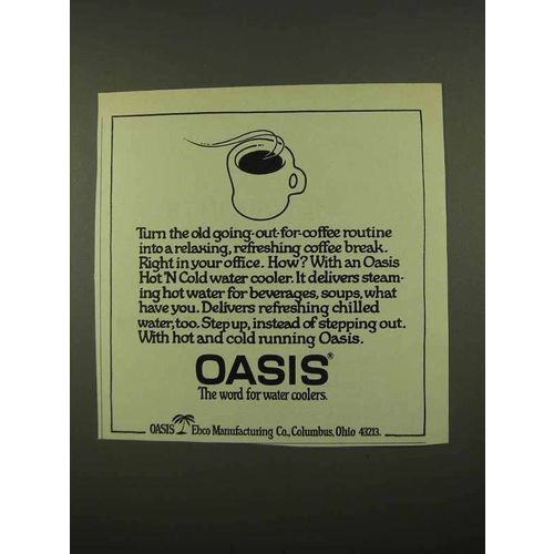 1975 Oasis Hot 'N Cold Water Cooler Ad