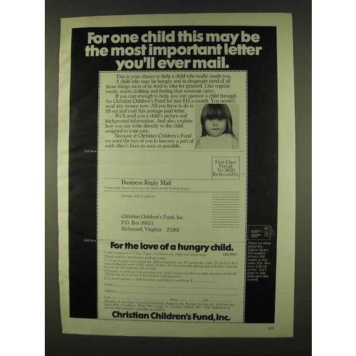 1978 Christian Children's Fund Ad - Imortant Letter