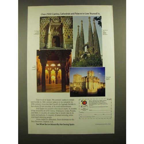1988 Espana Spain Tourism Ad - Castles, Cathedrals and Palaces