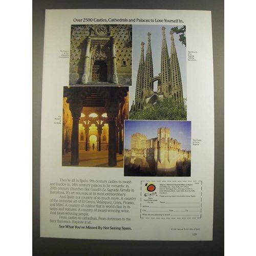 1988 Espana Tourist Office of Spain Ad - Over 2500 Castles, Cathedrals