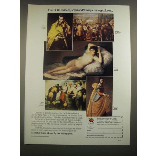 1988 Espana Tourist Office of Spain Ad - Over 300 El Grecos, Goyas Velazquezes