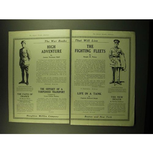 1918 Houghton Mifflin Company Ad - The War Books That Live High Adventure