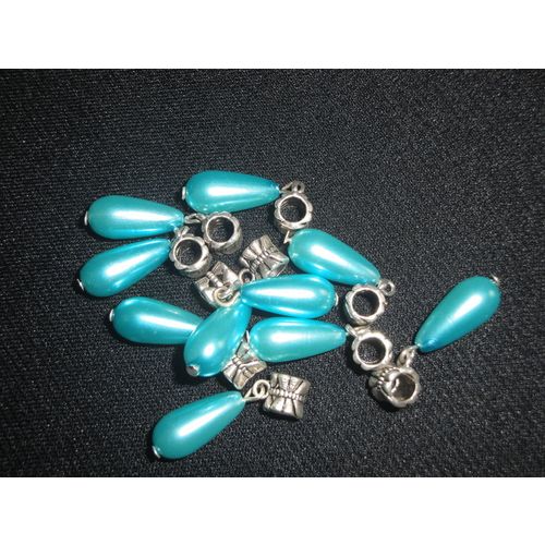 10 turquoise colour teardrop spacer bails for european bracelets or necklaces