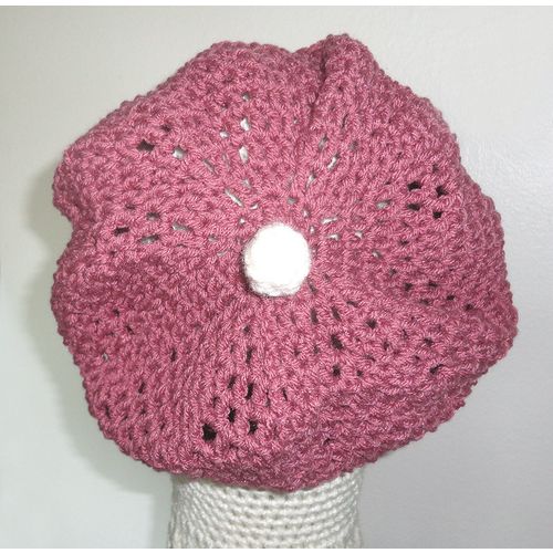 HAT #AH003 newsboy newsgirl brim visor crochet acrylic dusky pink adult size