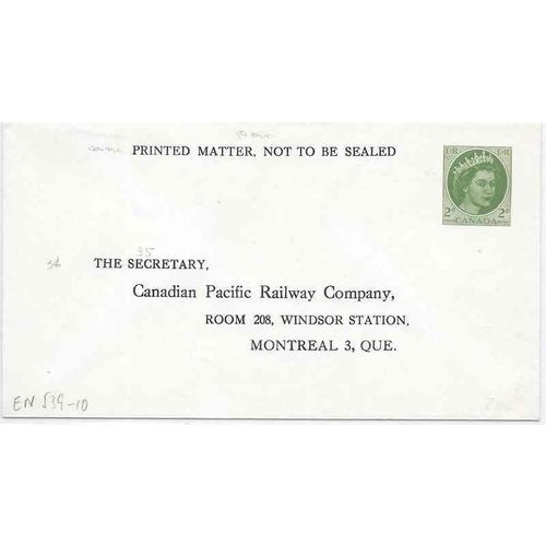Canada #EN539-10 Elizabeth II Special Order Postal Envelope MINT Quebec CPR R/R