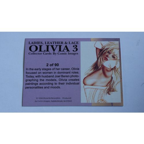 Olivia 3 Ladies, Leather & Lace Base trading card # 2 (A) 1994, Comic Images