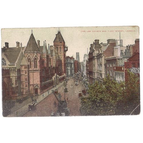 LAW COURTS and FLEET STREET , London c. 1908 unused antique postcard =