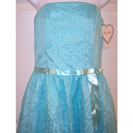 NWT Love Tease Aqua Lace Strapless Cocktail Party Dress, 9