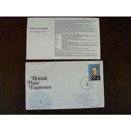 1972 GB British Polar Explorers Captain Scott stamp First Day Cover SG900