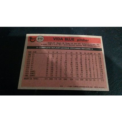 1981 Topps Card # 310 Vida Blue Very Good-Excellent (4) San Francisco Giants
