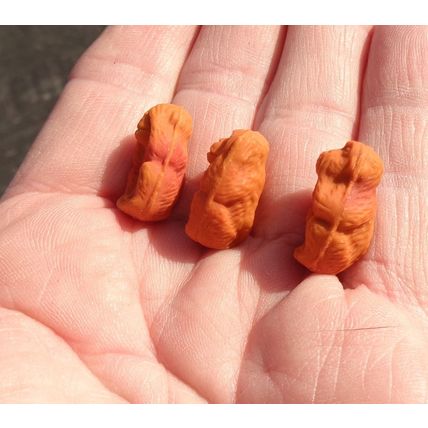 3 Vintage Glass Monkey Beads See No Evil Hear 20mm x 12mm Orange Opaque bd108