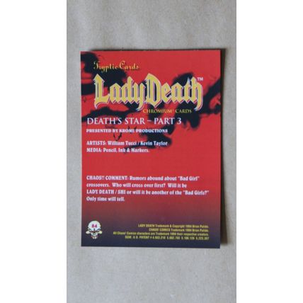 Lady Death All-Chromium Base trading Card # 84 (C) 1994 Chaos Krome comics