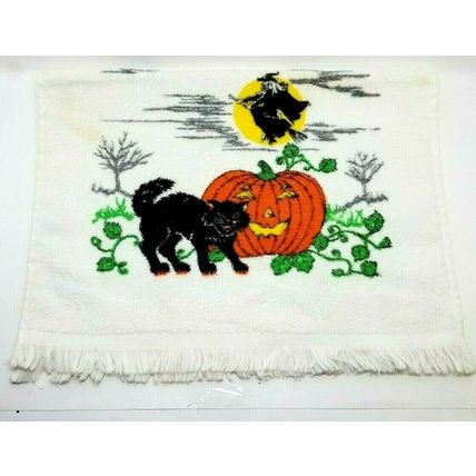 Halloween Single Dishcloth Towel Witch Black Cat Pumpkin 16" X 24" (G22)