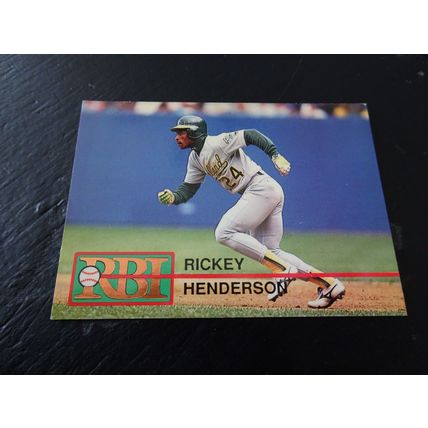 1992 RBI Magazine Card # 14 Rickey Henderson Excellent (5) Oakland Athletics