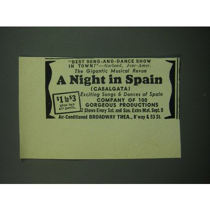 1949 A night in Spain Play Ad - Best Song-and-Dance Show in Town