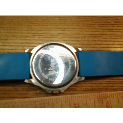 LADIE'S VIVANI SILICONE RUBBER BLUE BAND RHINSTONE WATCH-NEW BATTERY
