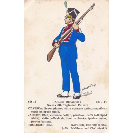 Polish Infantry 8th Regiment Private Napoleonic War Uniform PB Postcard