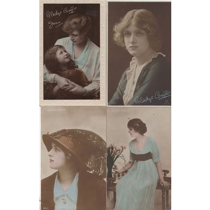 Gladys Cooper In Blue Dresses 4x Antique Postcard s