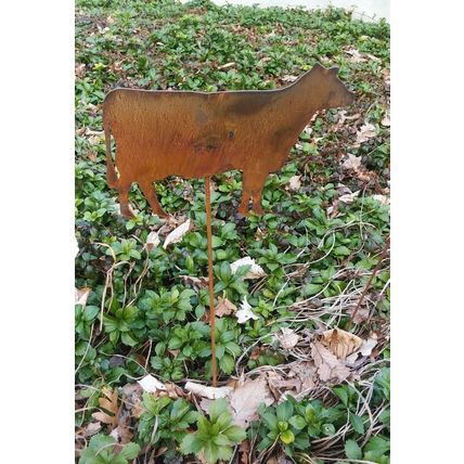 Rusty Cow Garden Stake Lawn Ornament Barn Yard Bovine Outdoors Amish Made in USA