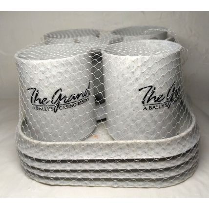 The Grand A Bally's Casino Resort 4 Plastic Casino Mugs and Tray Set, New