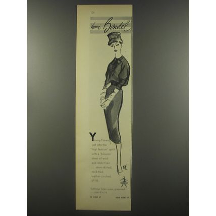 1956 Henri Bendel Blouson Dress Ad - Young-timers get into the high fashion