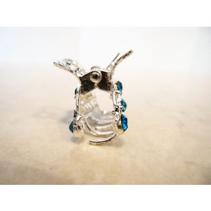small mini silver metal crystal leaf hair claw clip