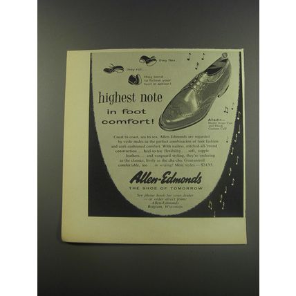 1956 Allen-Edmonds Alladin Shoes Ad - Highest note in foot comfort