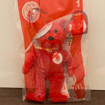 McDonald's 2004 Ty Teenie Beanie 25th Red Birthday Bear Toy #1