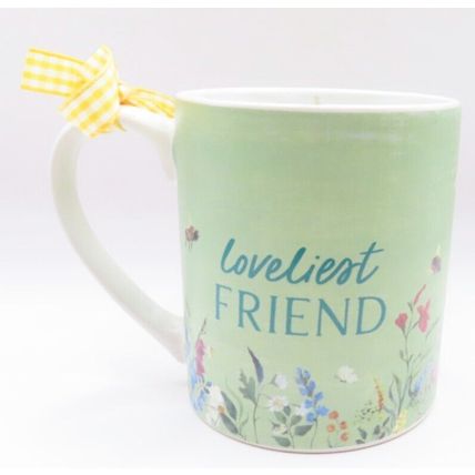 Loveliest Friend Fine China Mug Floral with Green Background 8.5 CM Verse Gift